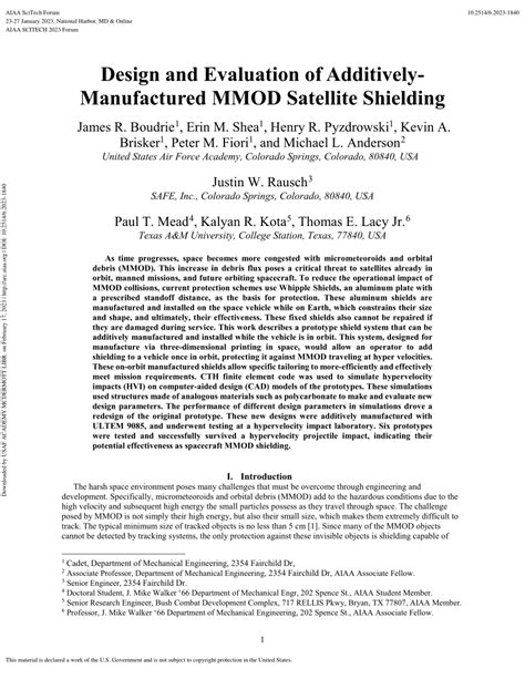 computational design of metal-fabric orbital debris shielding|Design and evaluation of additively manufactured polyetherimide .